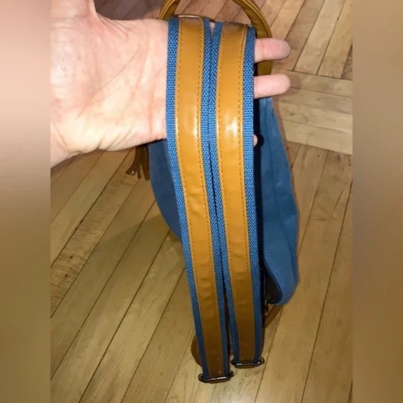 Oris Blue Canvas Brown Leather Jet Setter Bag - Picture 11 of 12